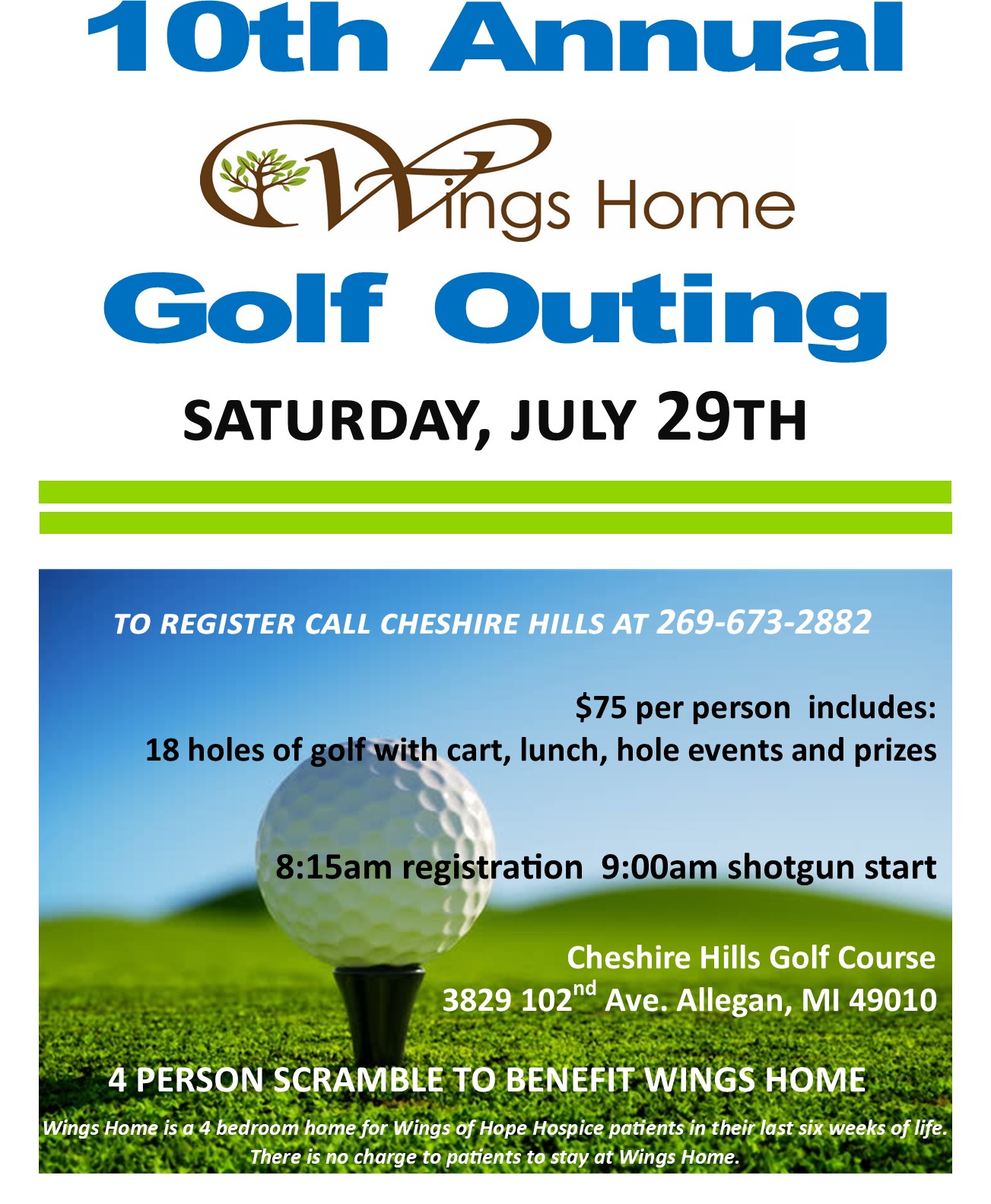 Information about the Wings Home Golf Outing